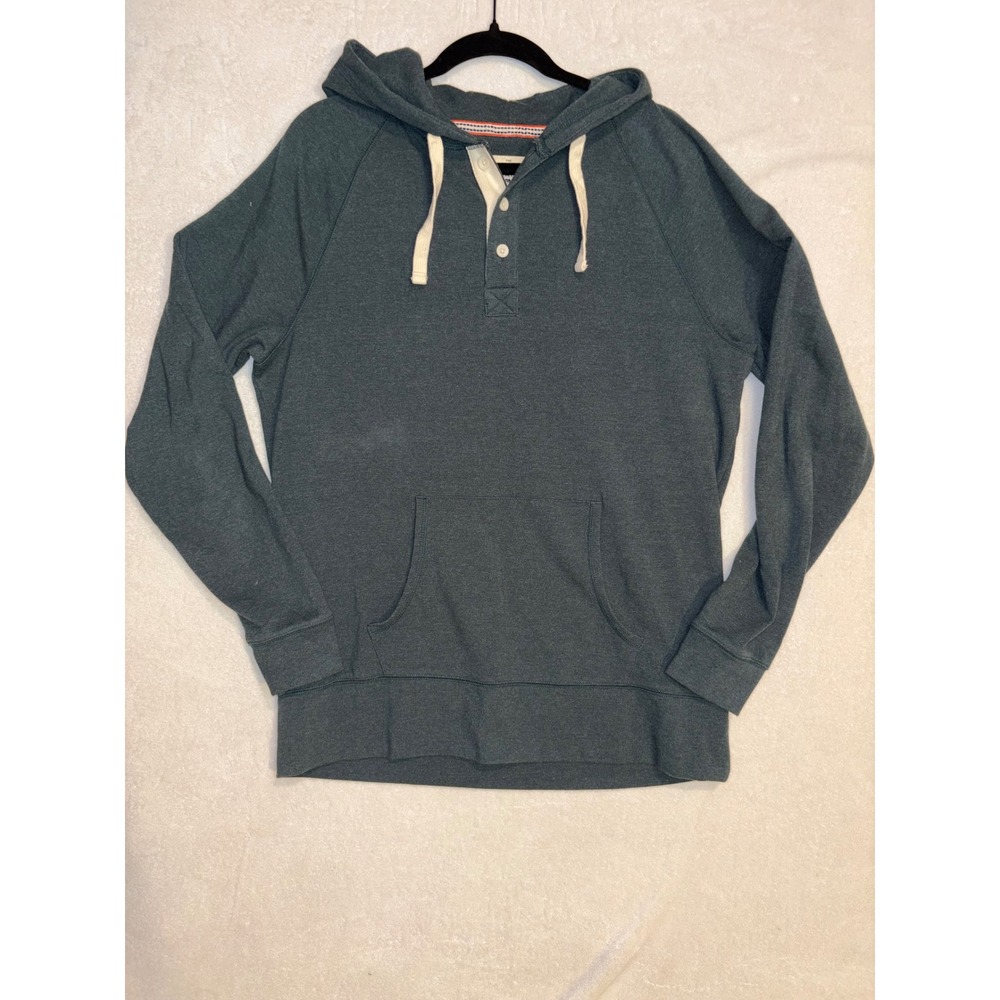 The Normal Brand Puremeso Mens Henley Hoodie Blue Green Raglan Sleeve Size Large